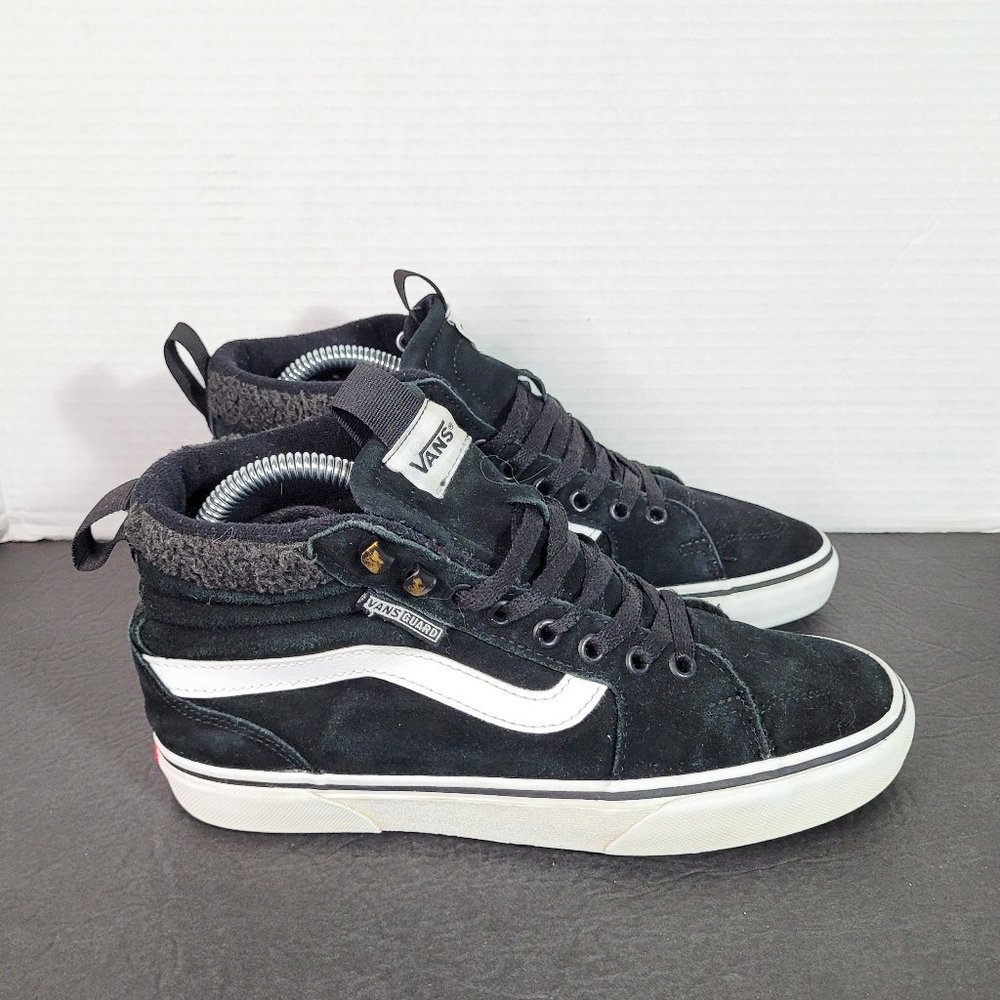 Vans Old Skool Vans Guard Black Suede Hi Tops Faux Wool Women's Size 7.5